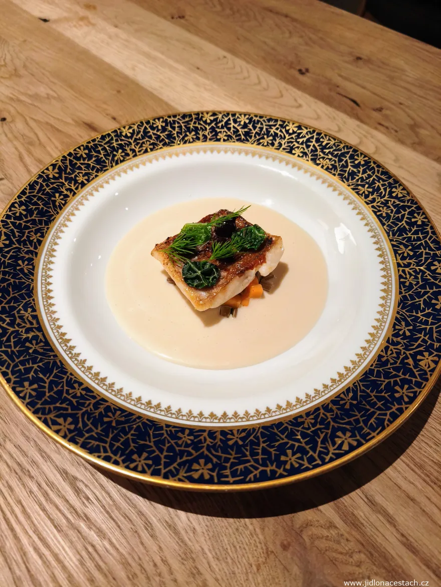 Vallmo Restaurant: pike, horseradish, chard, pumpkin, redcurrant (tasting menu, December 2025). Vallmo Restaurant: pike, horseradish, chard, pumpkin, redcurrant (tasting menu, December 2025).