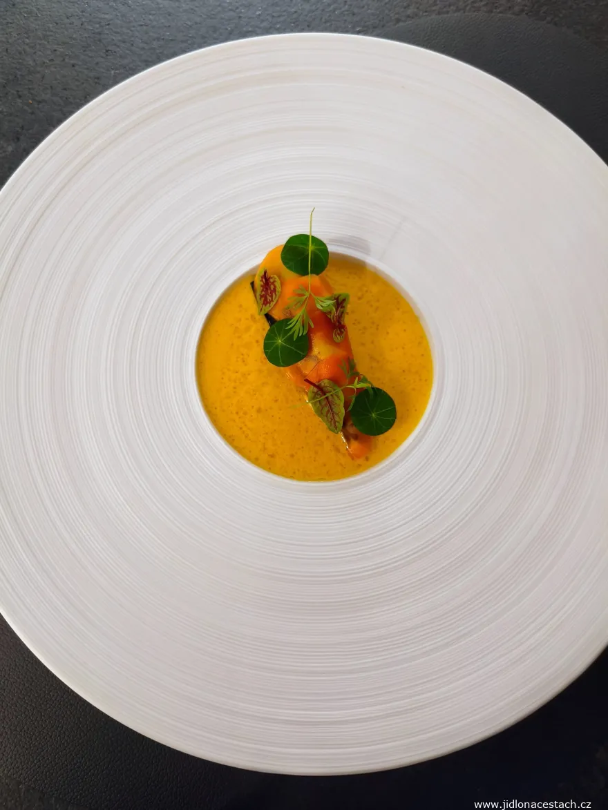 Papilio: carrot, miso, pistachios, tarragon (tasting menu, December 2025). Papilio: carrot, miso, pistachios, tarragon (tasting menu, December 2025).